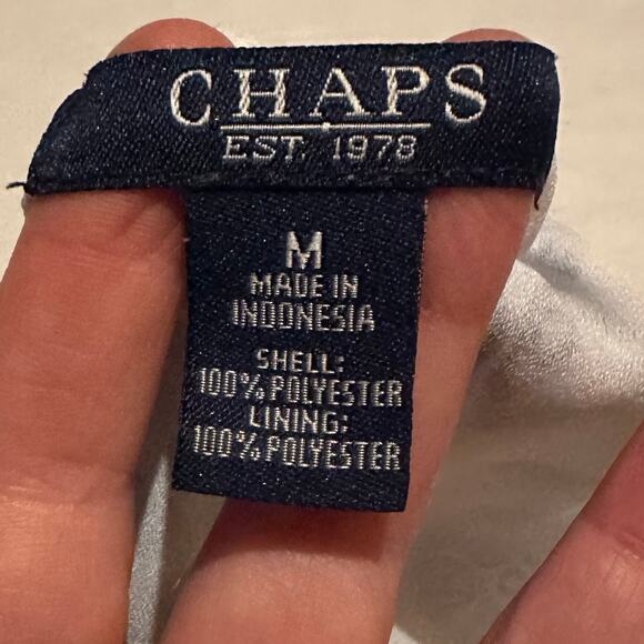 CHAPS Blue and White Tie Back Halter Silky Tank Top Women's M Medium - Picture 2 of 8